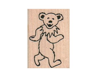 GRATEFUL DEAD Rubber Stamp Jerry Garcia DANCING BEAR WALKING New!