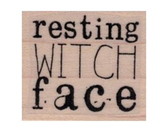 Deep Red Rubber Stamp City Girl Witchy Witch Girl with a Broom Halloween Theme