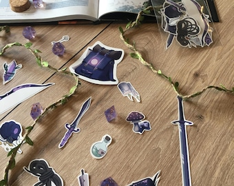 RPG Essentials Stickers | DnD Stickers | Clear Stickers | Fantasy | Magic | Adventure Stickers | Sticker set