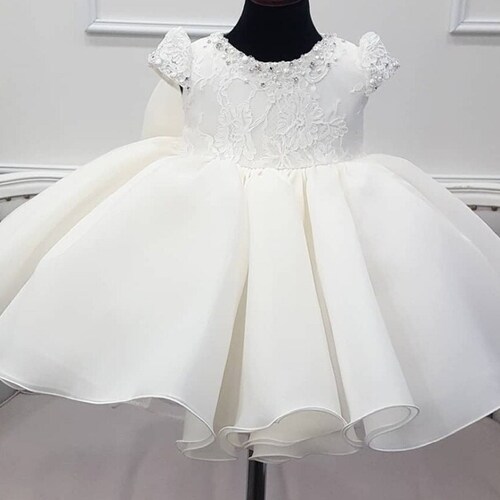 White Lace Christening Gown Infant Baptism Dress Baby Boho Etsy