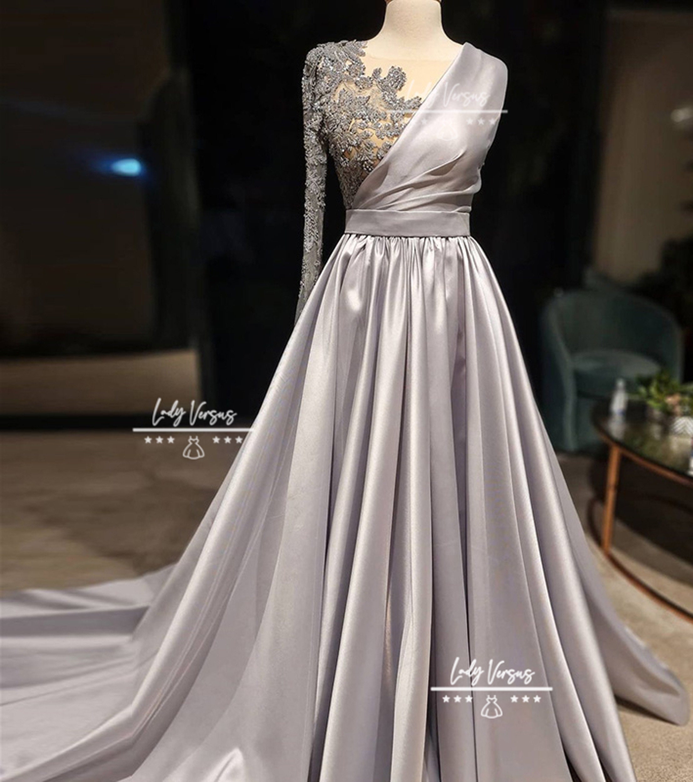 Azura Gowns Custom Made Prom Dress Long Sleeves Dubai Evening