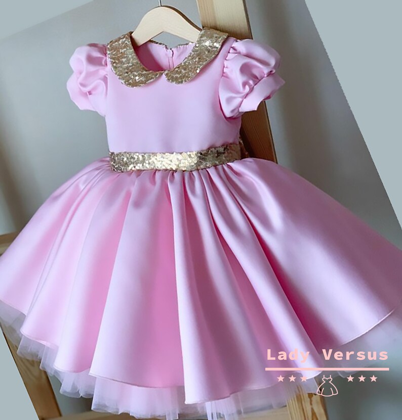 Pink and Gold Baby Girls Party Dress/baby Girl 1st Birthday Etsy