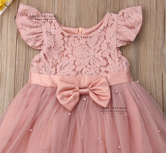 Baby Girl White Vintage Charm Lace Dress - Pink Princess