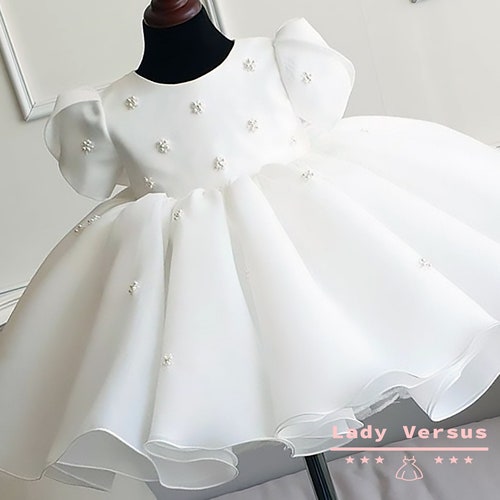 White Lace Christening Gown Infant Baptism Dress Baby Boho Etsy