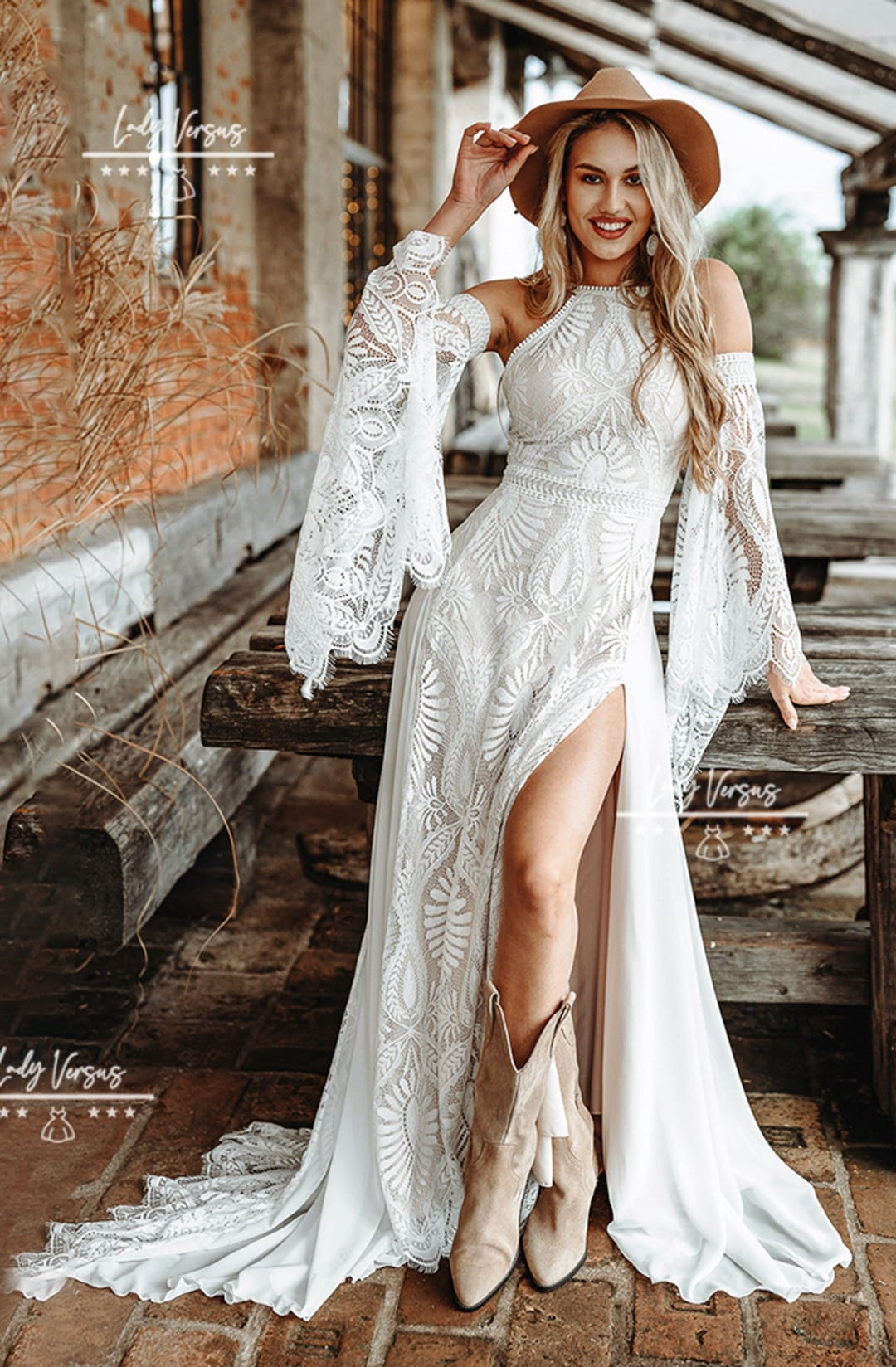 Boho Wedding Dress/ Bohemian Wedding Dress/ Beach Wedding Dress ...