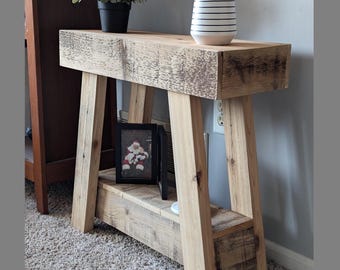 A-Frame Inca Side Table | Natural Wood | Boho Table | Accent | Narrow Table | Small Table | Rustic Wood | Weathered | Reclaimed Wood | Entry