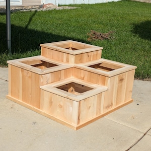 Handmade Cedar Four Tiered Planter: Outdoor Garden Box