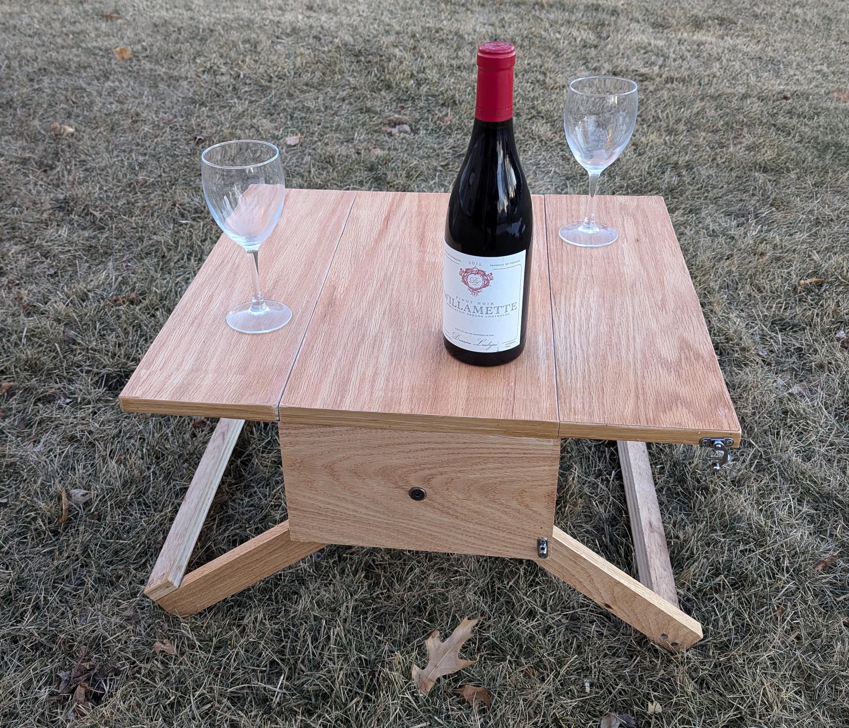 Picnic Basket Converts into Small Table | Personalized Custom Engraving | Hardwood | Wedding Gift | Anniversary | Housewarming | Mothers Day