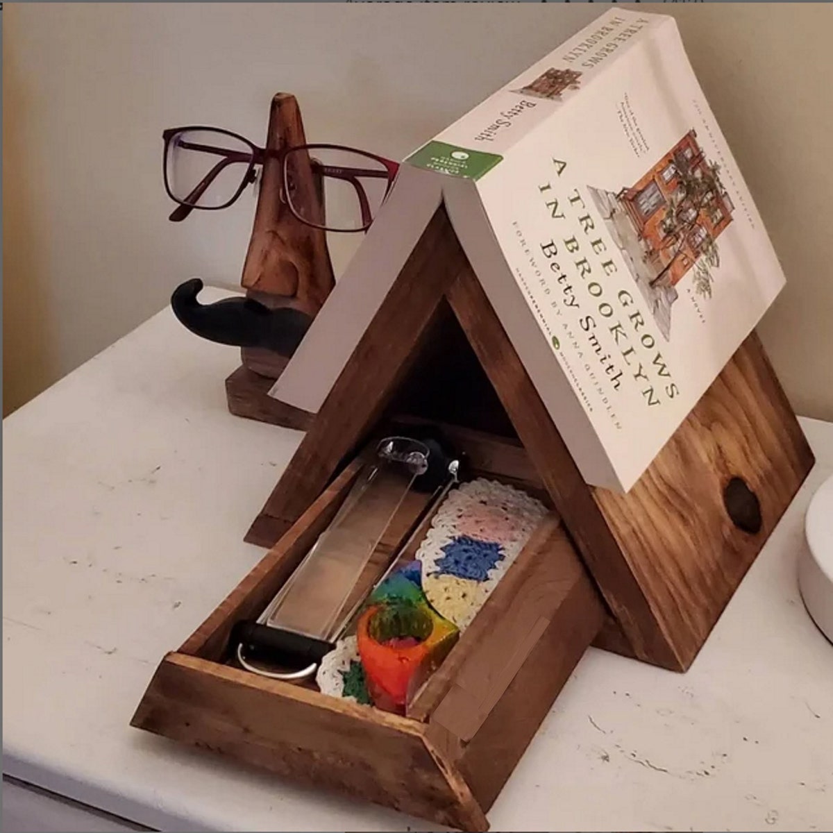 Reclaimed Wood Book Stand: Rustic Nightstand Page Holder - Etsy