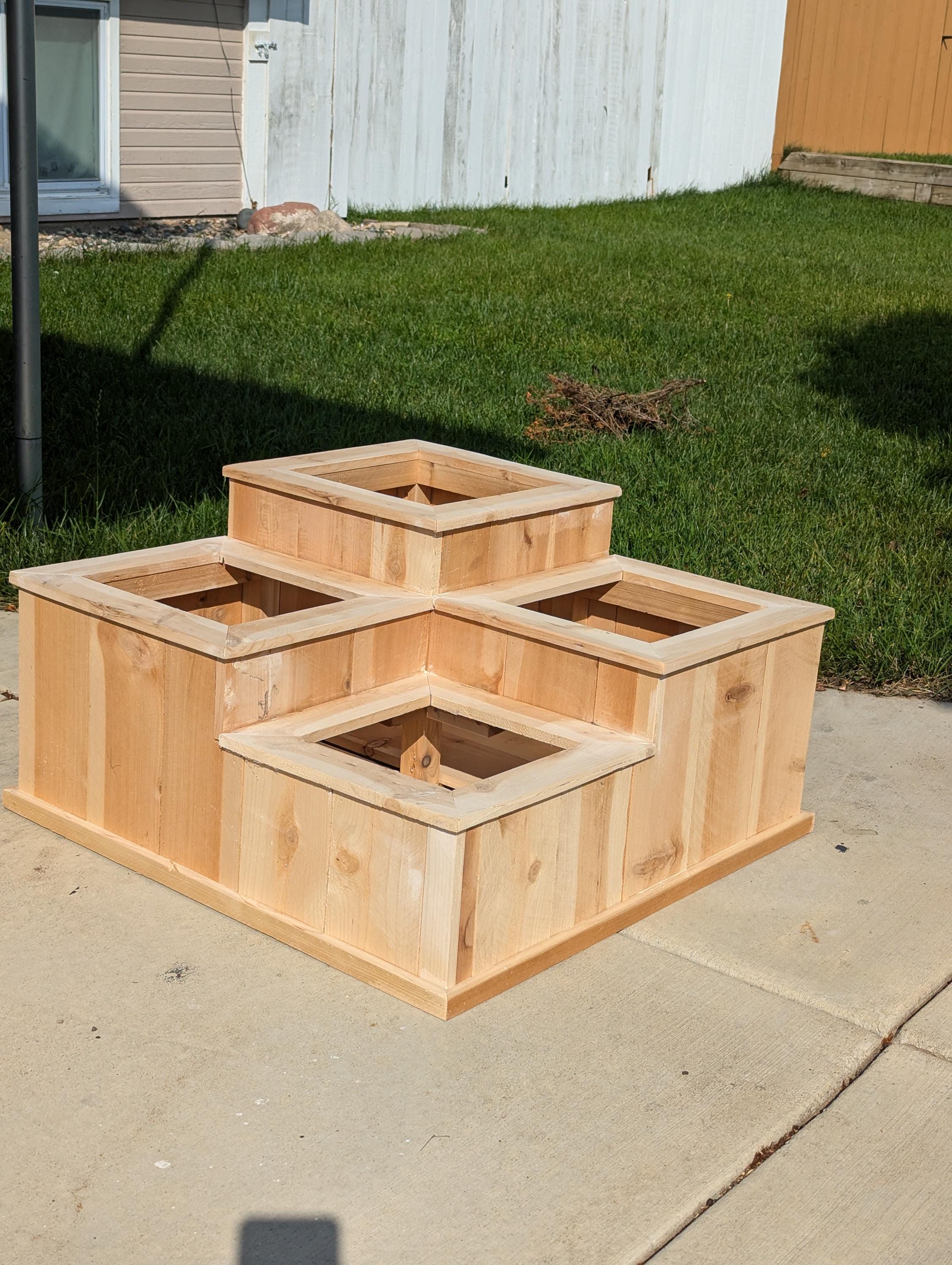Handmade Cedar Four Tiered Planter: Outdoor Garden Box - Etsy