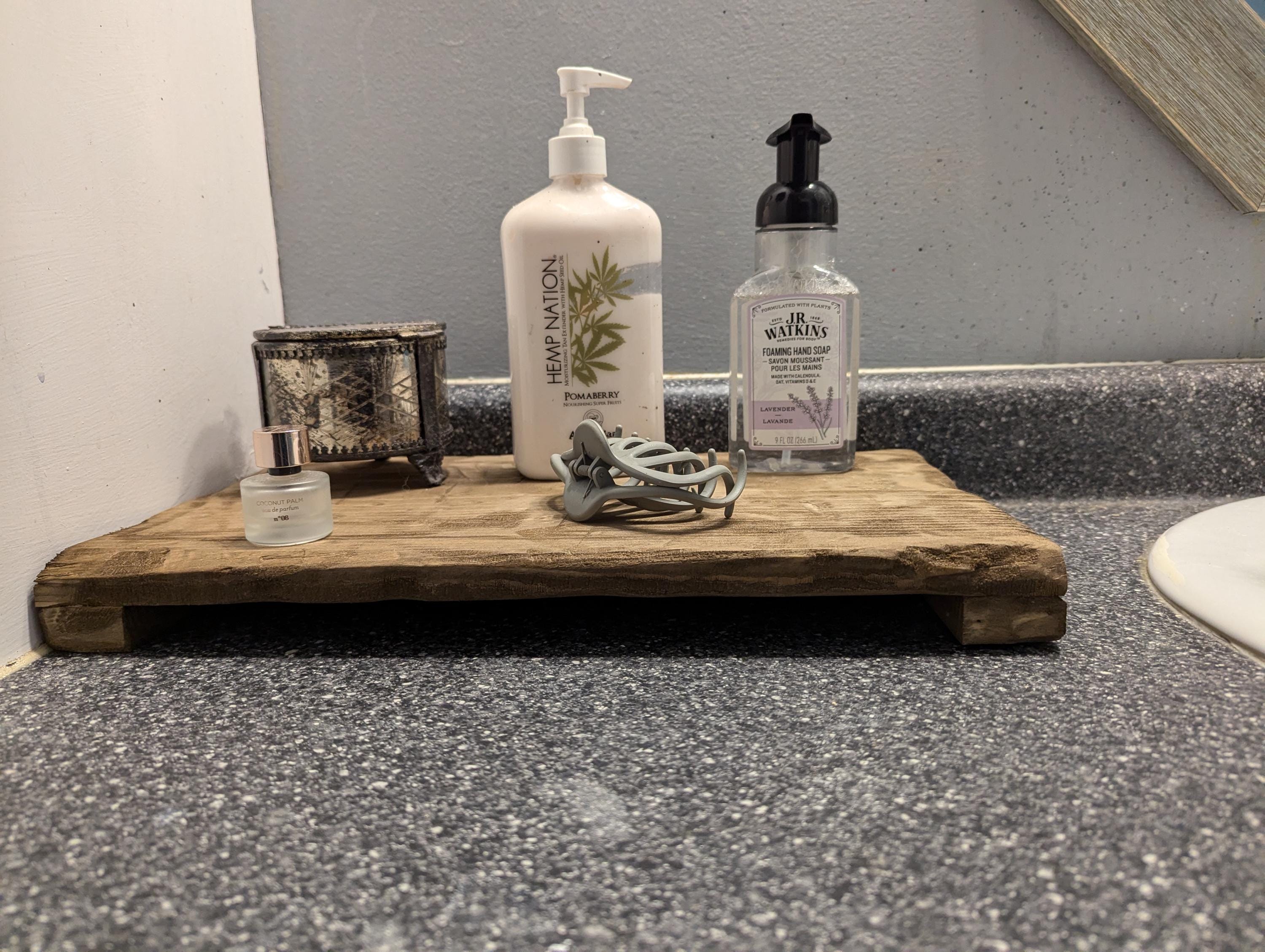 Countertop tray | rustic trivet riser}  plant stand kitchen decor stand |  bathroom counter tray