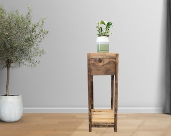 Handcrafted Reclaimed Wood Accent Table: Farmhouse Table | Plant Stand