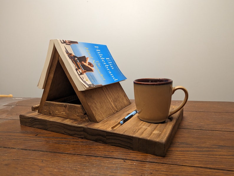 Personalized Wooden Book Rest Page Marker Reclaimed Wood Book Holder Book Stand Perfect Gift for Your Reader image 7