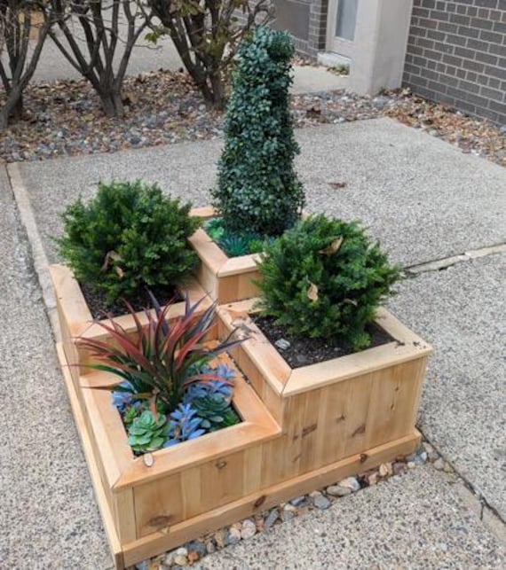 Tiered Tree Wood Planter Boxes Hanover 35.4 In W X 59 In L X 43.3 In H