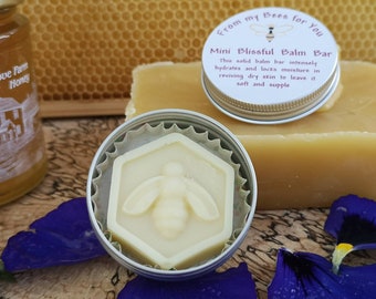 Mini Blissful Balm Bar - A handbag sized natural moisturiser with beeswax to soften and nourish dry skin. Ideal for after hand sanitising