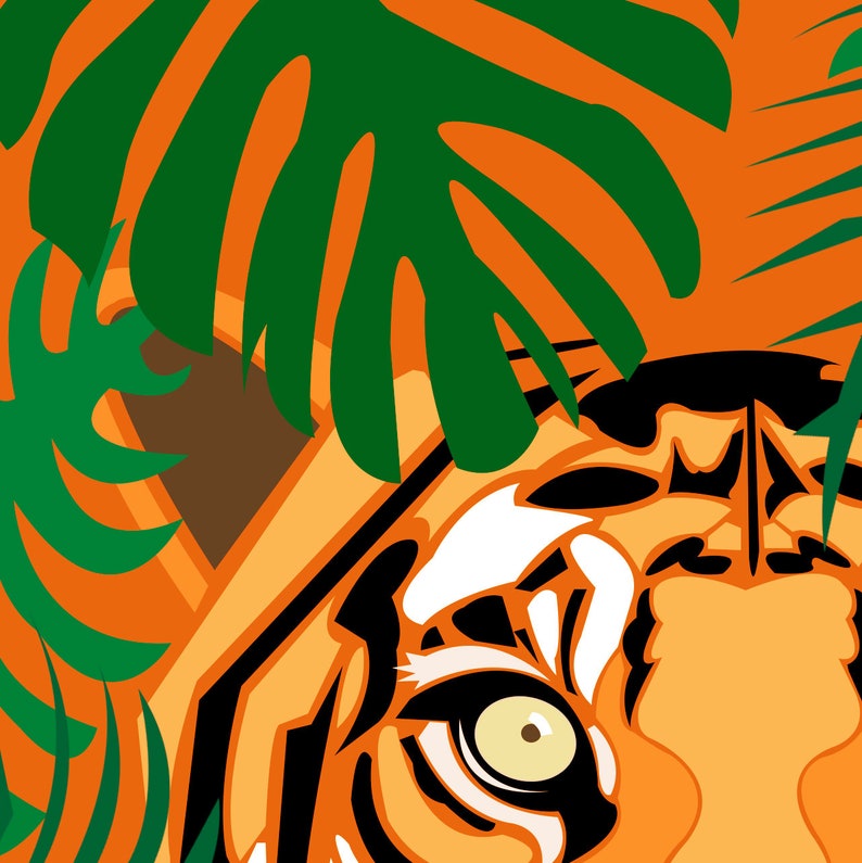Tiger Print Tiger Art Jungle Art Tiger Poster Tropical Etsy