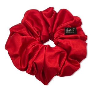 Red Oversized & Regular Size Satin Silk Extra Large Scrunchie,  Giant, XXL, Big, Hair Ties, Hair Accessories, Hair Fashion