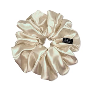 Ivory Oversized & Regular Satin Silk Extra Large Scrunchie, Cream, XXL, Big, Scrunchy, Hair Ties, Hair Accessories