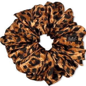Oversized Cheetah Satin Scrunchie: XXL Animal Print Hair Tie