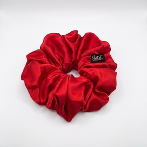 Red Satin Scrunchie  Oversized XXL Hair Tie