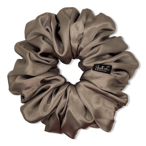 Silver Oversized & Regular Size Satin Silk Scrunchie, XXL, Big, Scrunchy, Hair Ties, Hair Accessories
