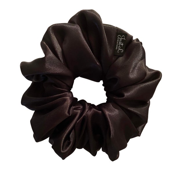 Black Oversized & Regular Satin Silk Extra Large Scrunchie, Giant, XXL, Big, Hair Ties, Hair Accessories, Hair Fashion