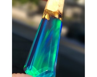 Northern lights mountain pendant opal ,aurora borealis opal,Valentines day gifts,resin wood pendant 5th anniversary
