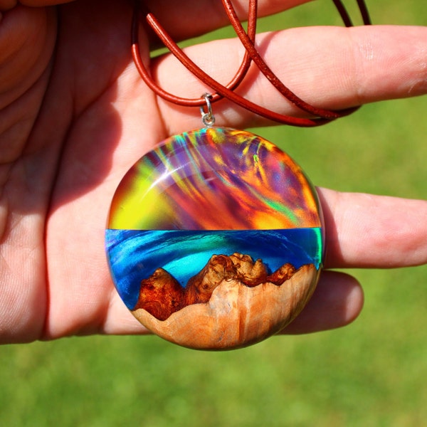 FIRE OPAL NECKLACE | Boulder Opal | Unique Necklace | Aurora Borealis