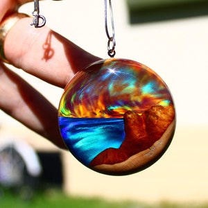 Wood resin necklace, Mountain necklace, Best friend gift, Womens gift, Mountain necklace for her, Unique necklace, Nature jewelry,