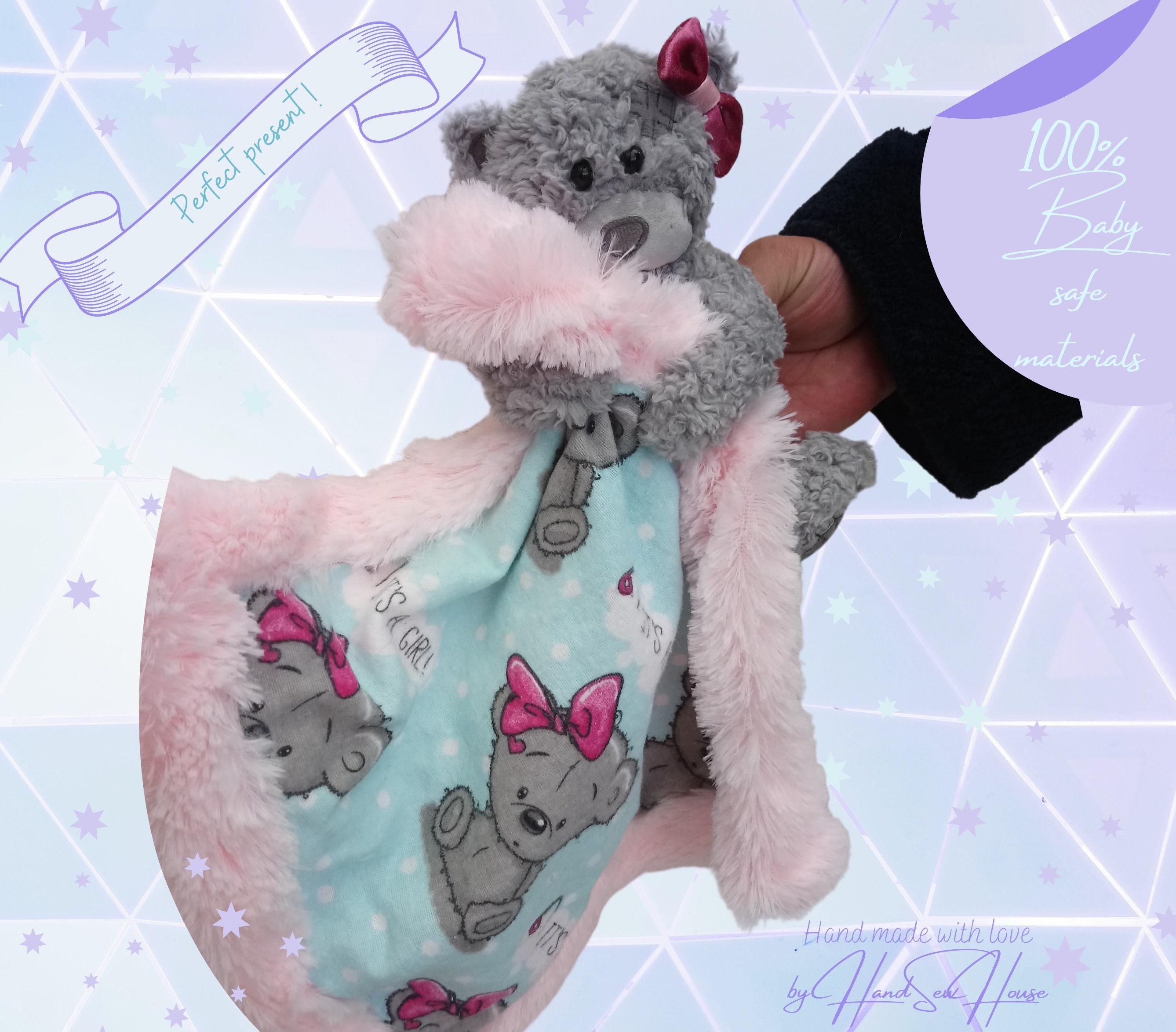 Teddy bear soft baby comforter Etsy