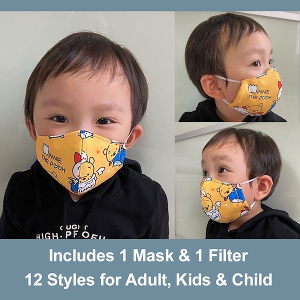 Mask with Filter Pocket Elastic Ear Loops Dust Mask Reusable for Baby Toddler Kids Child mask filter sets