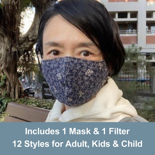 Mask with Filter Pocket Elastic Ear Loops Dust Mask Washable Reusable Dust Face Mask for Adult mask filter sets