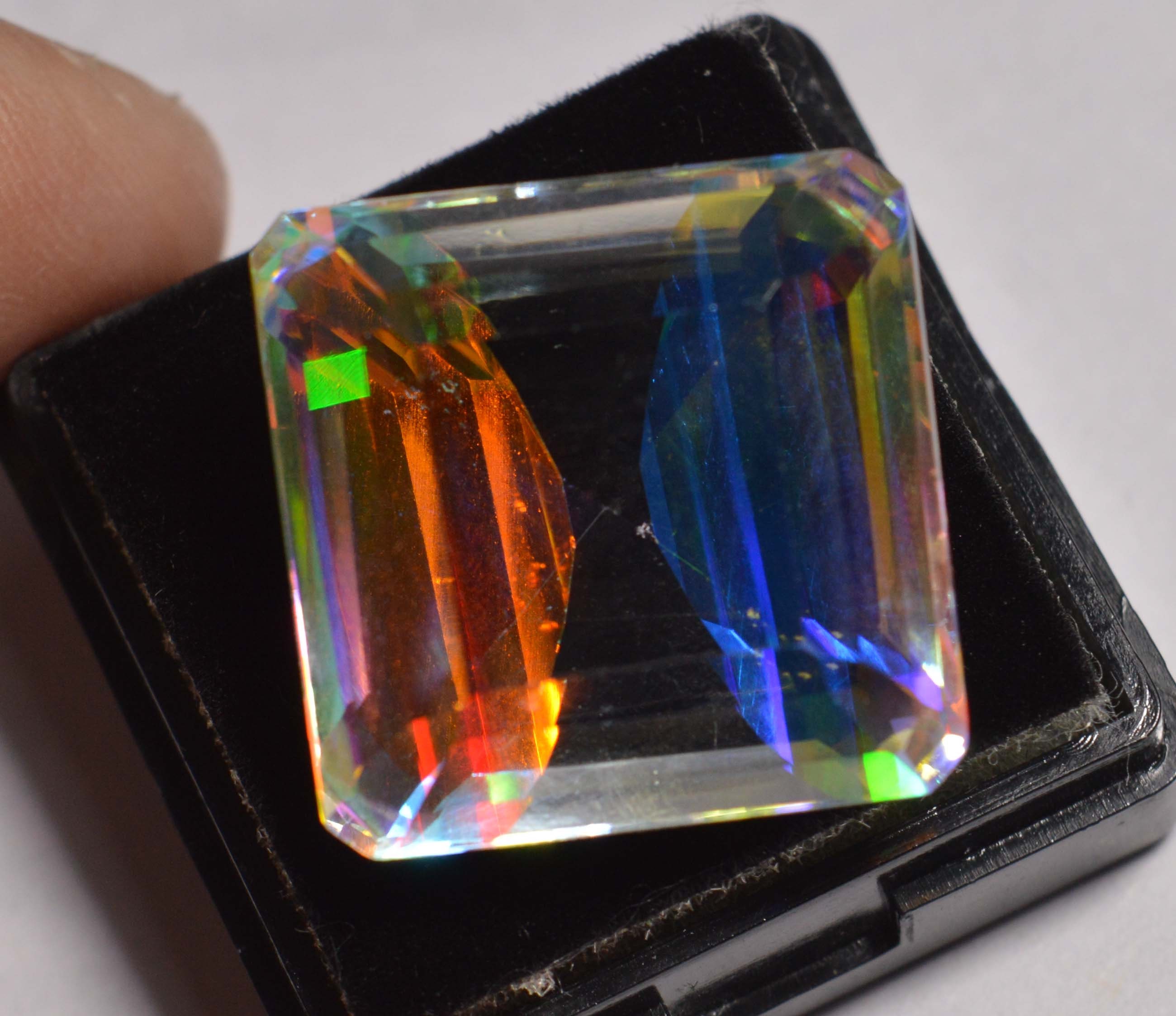 29.15 Ct Rainbow Color Mystic Quartz square Cut Certified | Etsy
