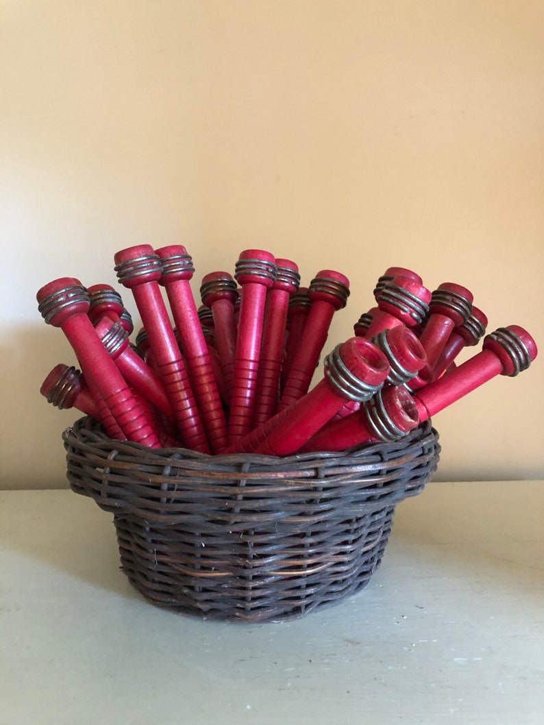 RARE Antique Red Wooden Bobbins Weaving Textile Bobbins Etsy