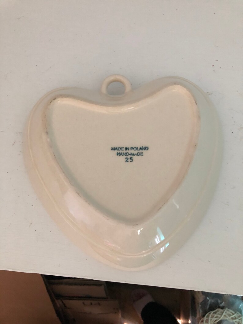 Polish Pottery Heart Shaped Serving Bowl | Old Poland Pattern | 8 1/2”