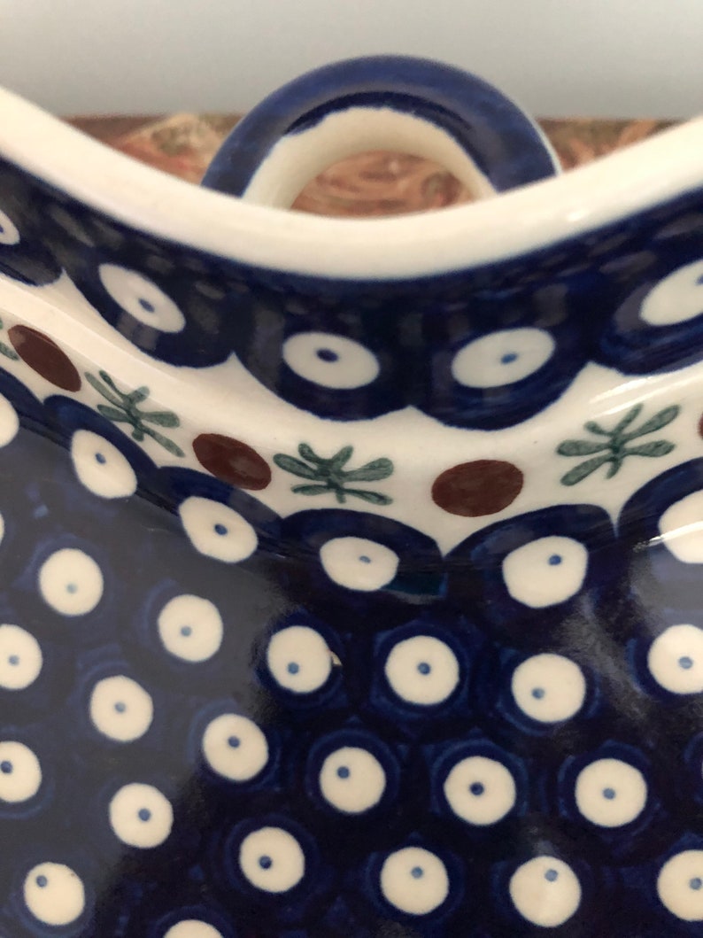 Polish Pottery Heart Shaped Serving Bowl | Old Poland Pattern | 8 1/2”