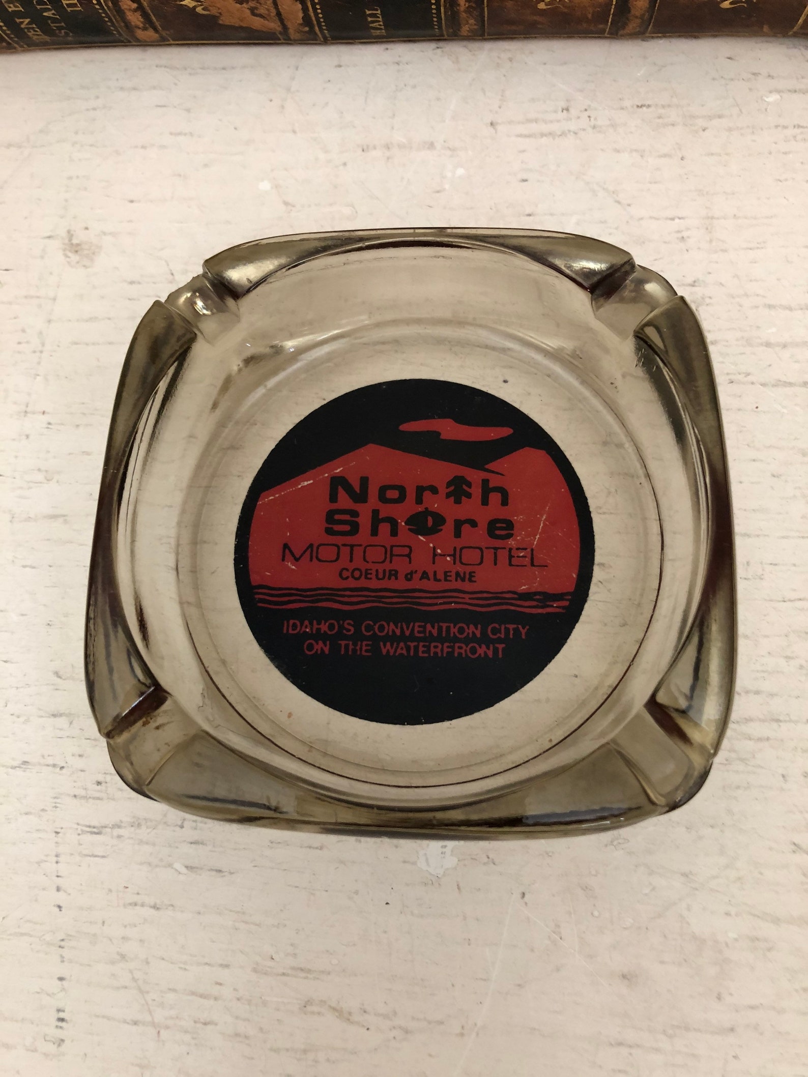 Three Vintage Glass Motel Ashtrays From 19501960 Collectible Ashtrays