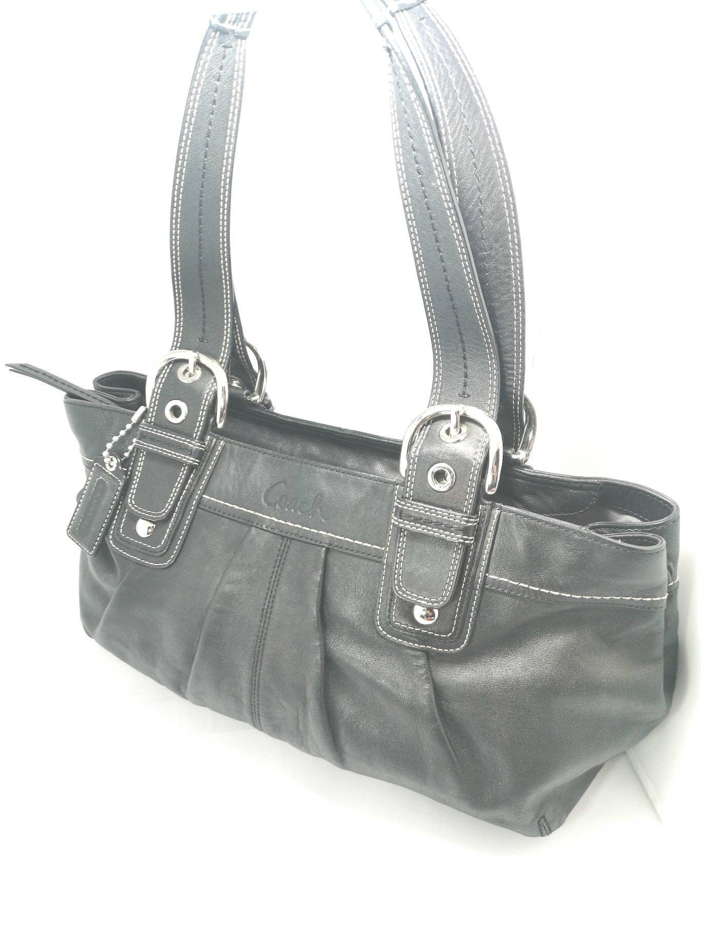 100 Authentic/ VINTAGE Coach Soho Pleated Leather Black Tote Etsy