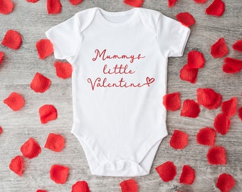 Personalized Valentine Baby Grow 07 Mammy's Little Valentine Red Glitter - Baby Grow - Personalized Baby Vest Novelty Gift