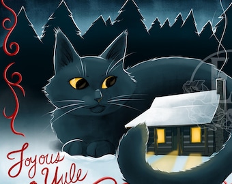 Yule Cat "Joyous Yule" Holiday Card
