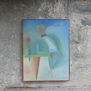 Man in Green Oil Painting: Framed Abstract Canvas Wall Art