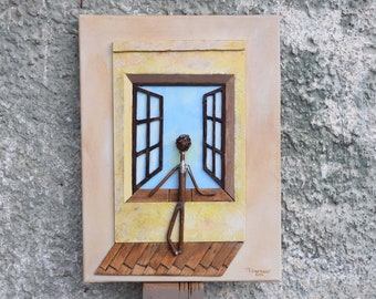 Wanddekor, Wandbehang, Kunst wand, Kunstdekor, 3D Kunst, Moderne Kunst, Wandkunst, Eklektisch, Hauptwanddekor, 3D Kunst für Wand, dekorativ, Das Fenster