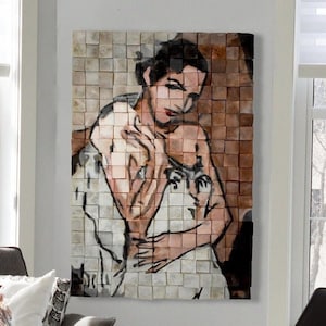 Abstract 3D Wood Wall Art: Kathrin Mosaic Painting