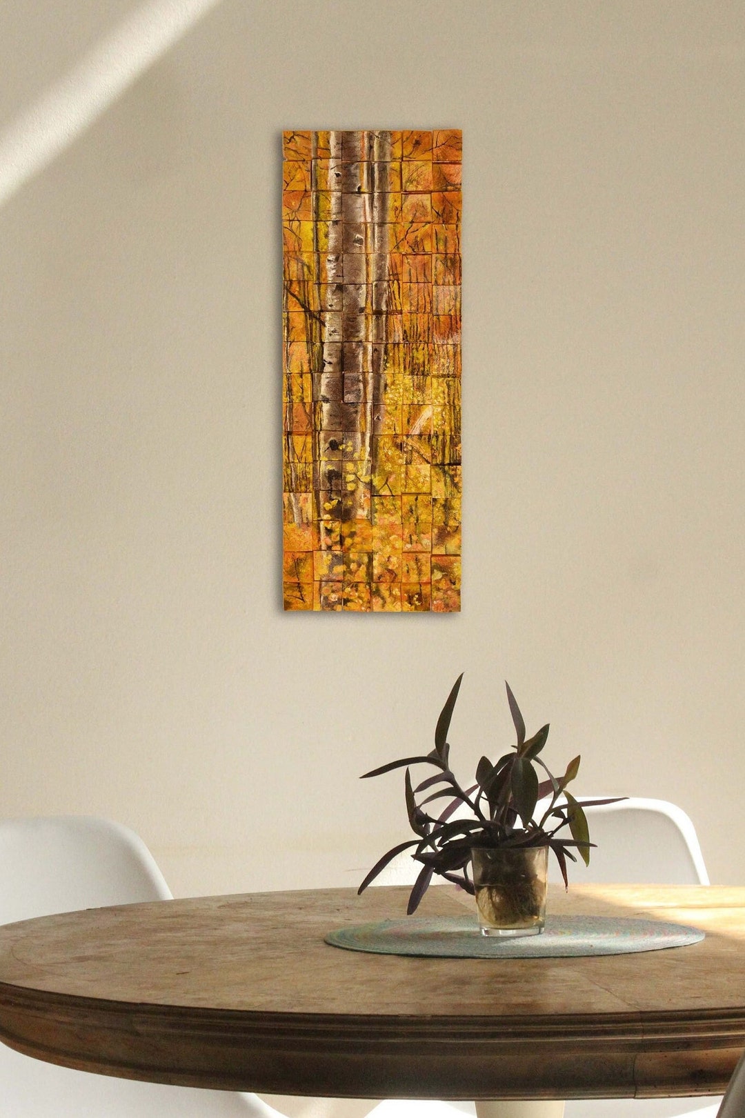 Forest, Wood Art Painting, 3d Mosaic, Sound Diffuser, Wall Hangings for