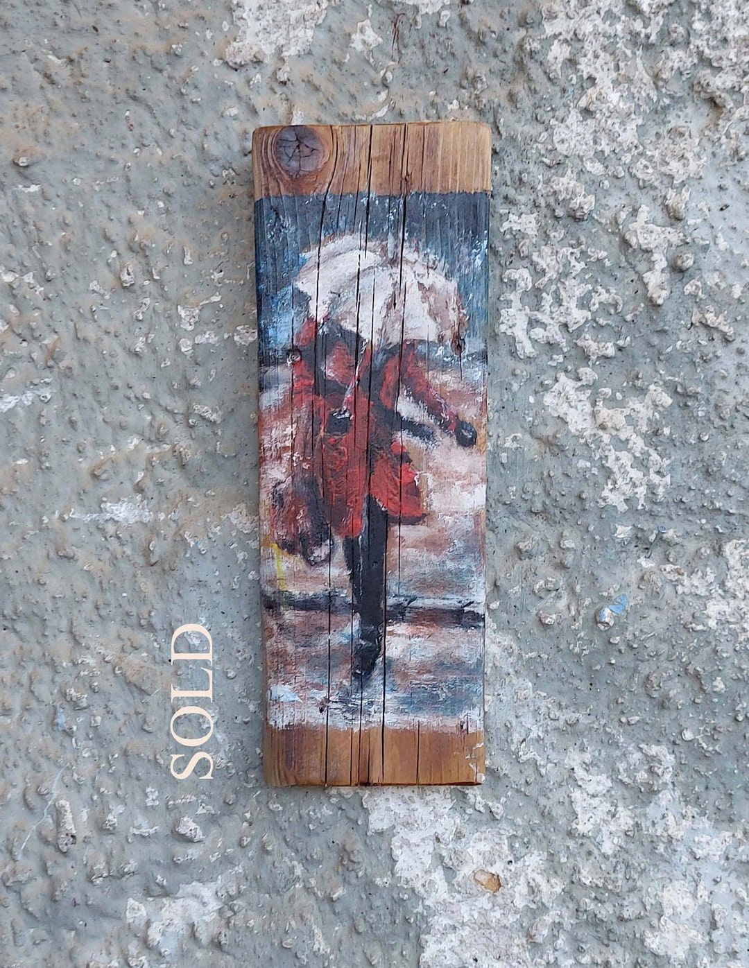Painting on Wood, Under the Umbrella, Wood Painting Art, Wall Hangings