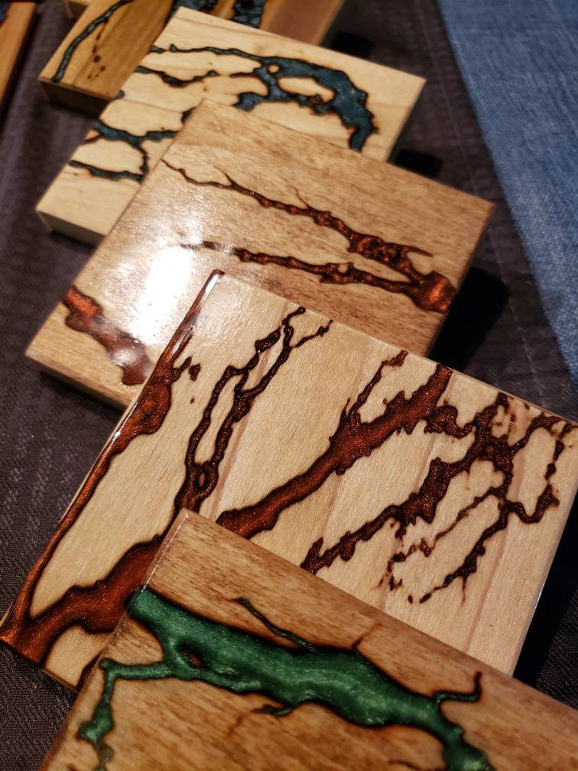 Custom Coasters 1/2 Handmade Wood & Resin Inlay Etsy Canada