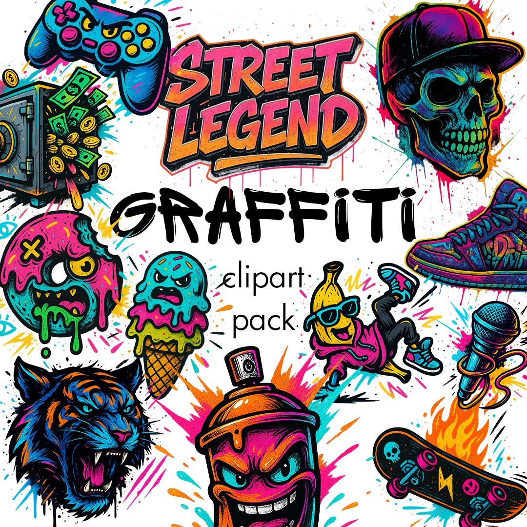 Graffiti Clipart Pack: Street Art PNG Graphics (digital Download - Etsy