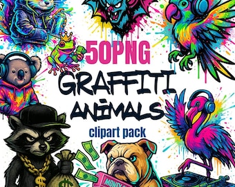 Graffiti urban Spray Art Animal Bundle – 50 Designs