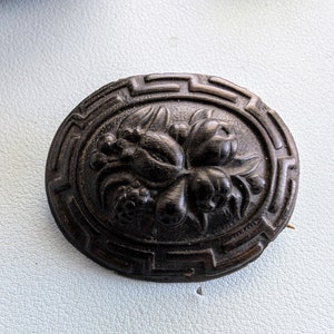 Antique Vulcanite Mourning Brooch, Victorian Brooch, Black Brooch, Jewelry Gift, Antique Jewelry, Collectible