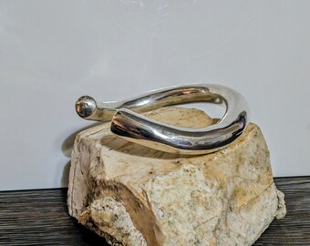 Unique Twisted Tube Sterling Silver Bangle Bracelet,Cuff Bracelet, Vintage sterling jewelry